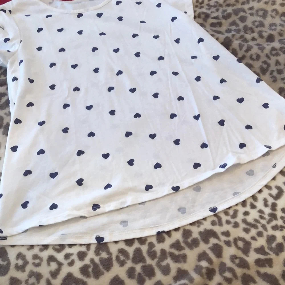 NWOT Old Navy White Blue Heart Relaxed Fit T-shirt Size XXL 16